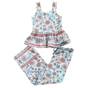 Tahari‎ Girl's Two Piece Floral Peplum Outfit Size 5 Girls